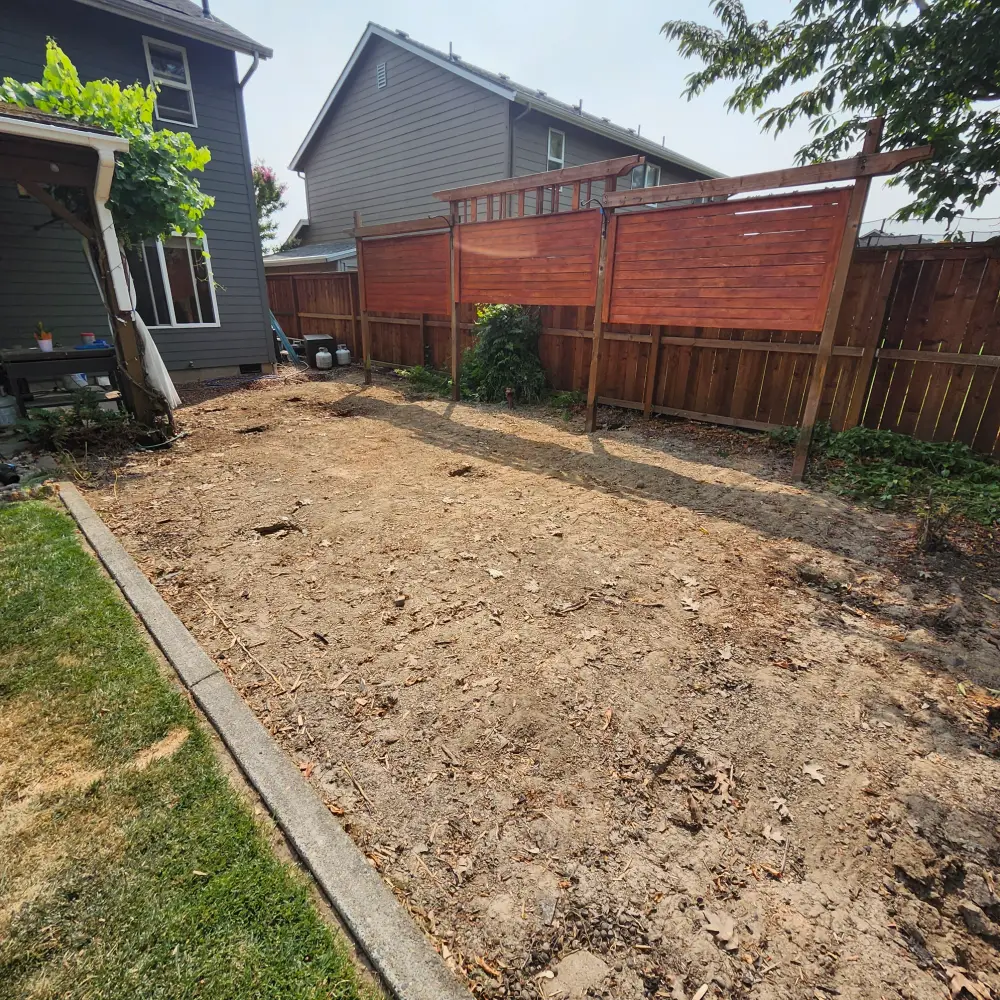 After: the Salem backyard cleared and ready for new use after deck demolition