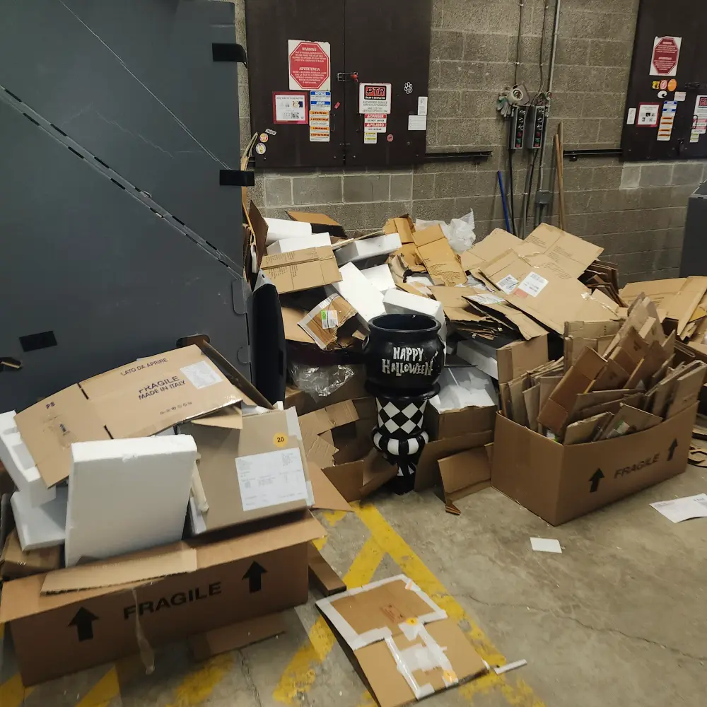 Commercial packaging and cardboard cleaned out from a West Salem business